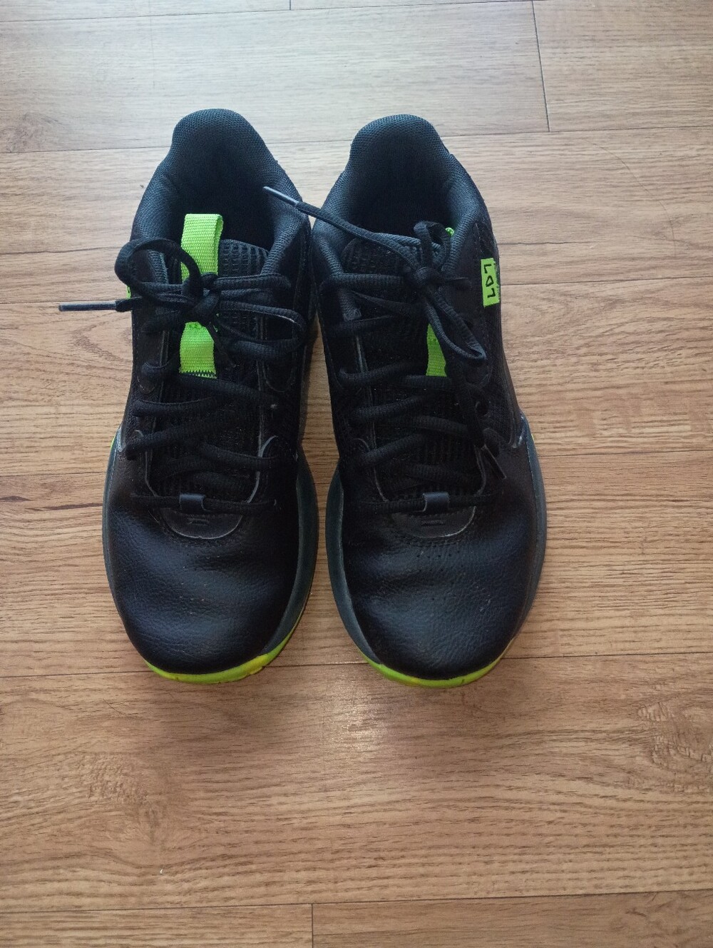 Under Armour Kids Black Sneakers with Neon Green Accents